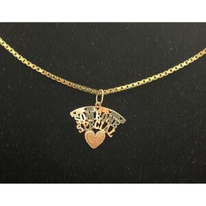14k Gold Pendant “Someone Special “ Sterling Silver Gold Vermeil 18” Chain Italy